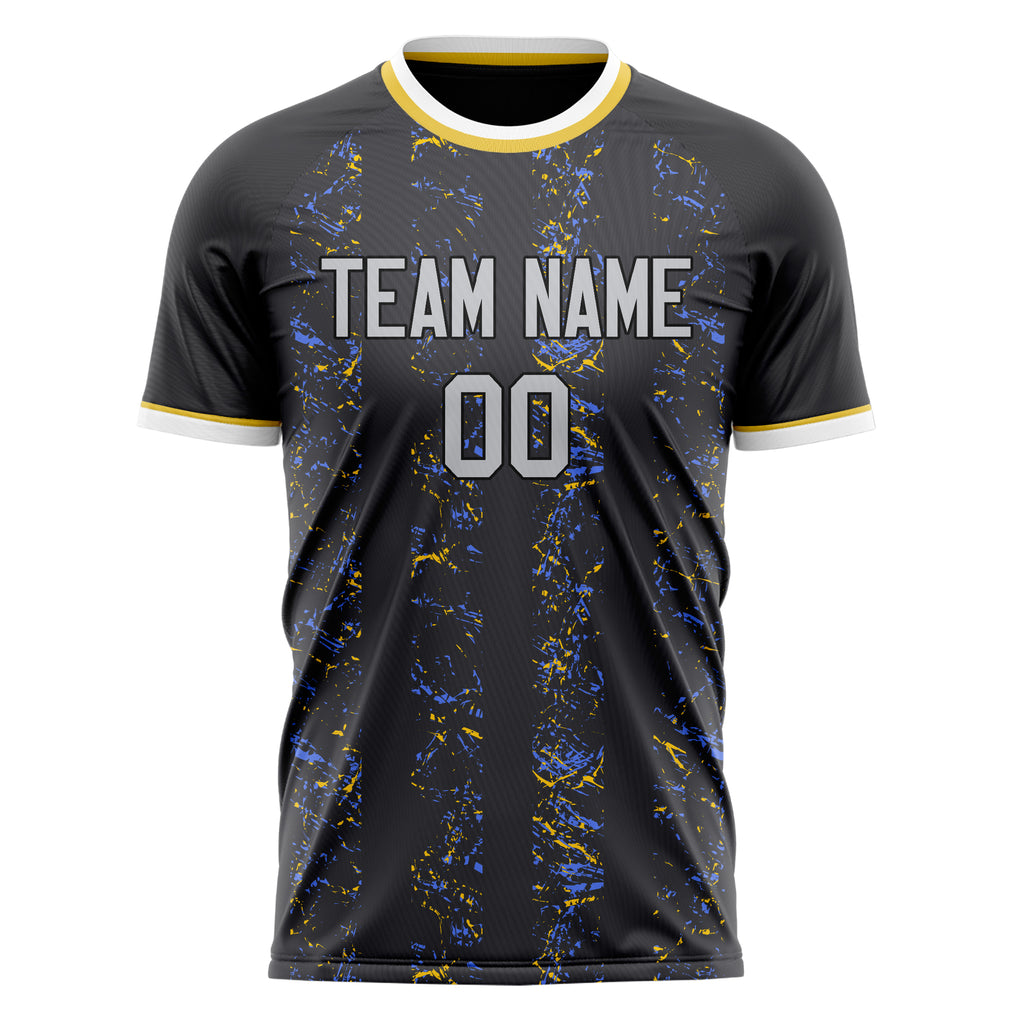 Personalized Black & Gray Pattern Soccer Jersey