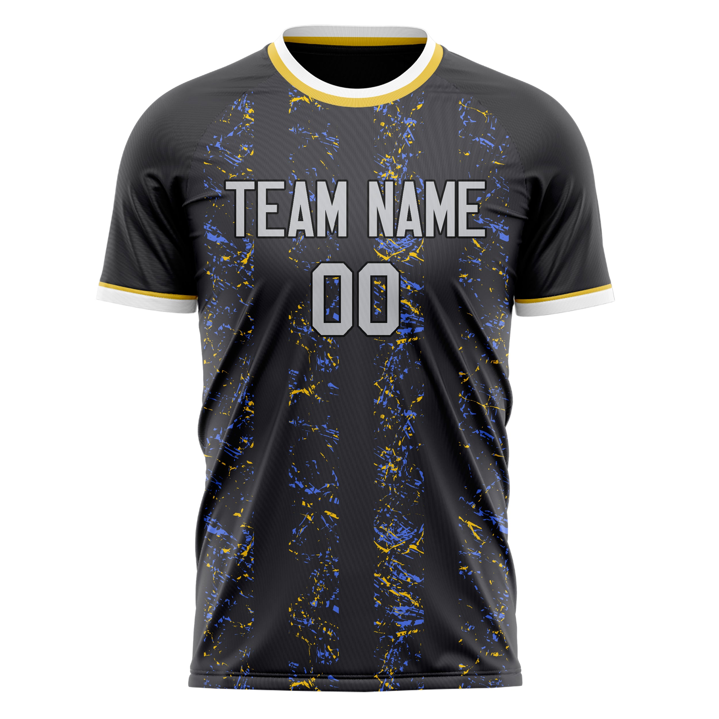 Personalized Black & Gray Pattern Soccer Jersey