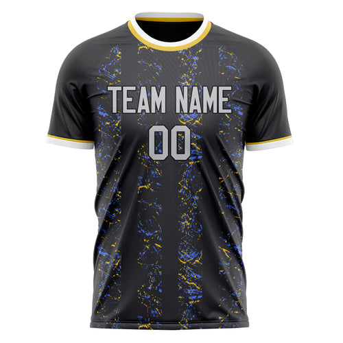 Personalized Black & Gray Pattern Soccer Jersey