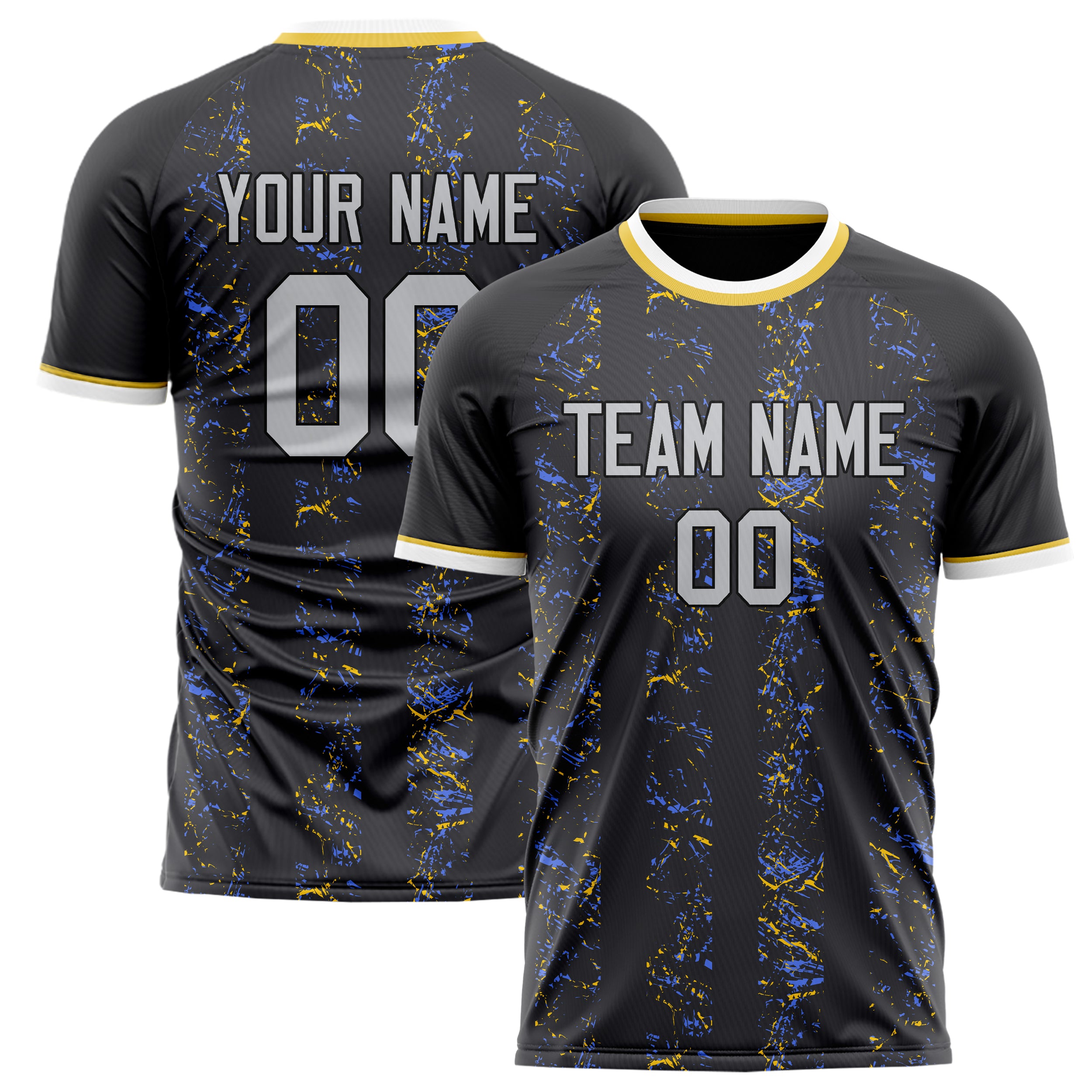 Personalized Black & Gray Pattern Soccer Jersey