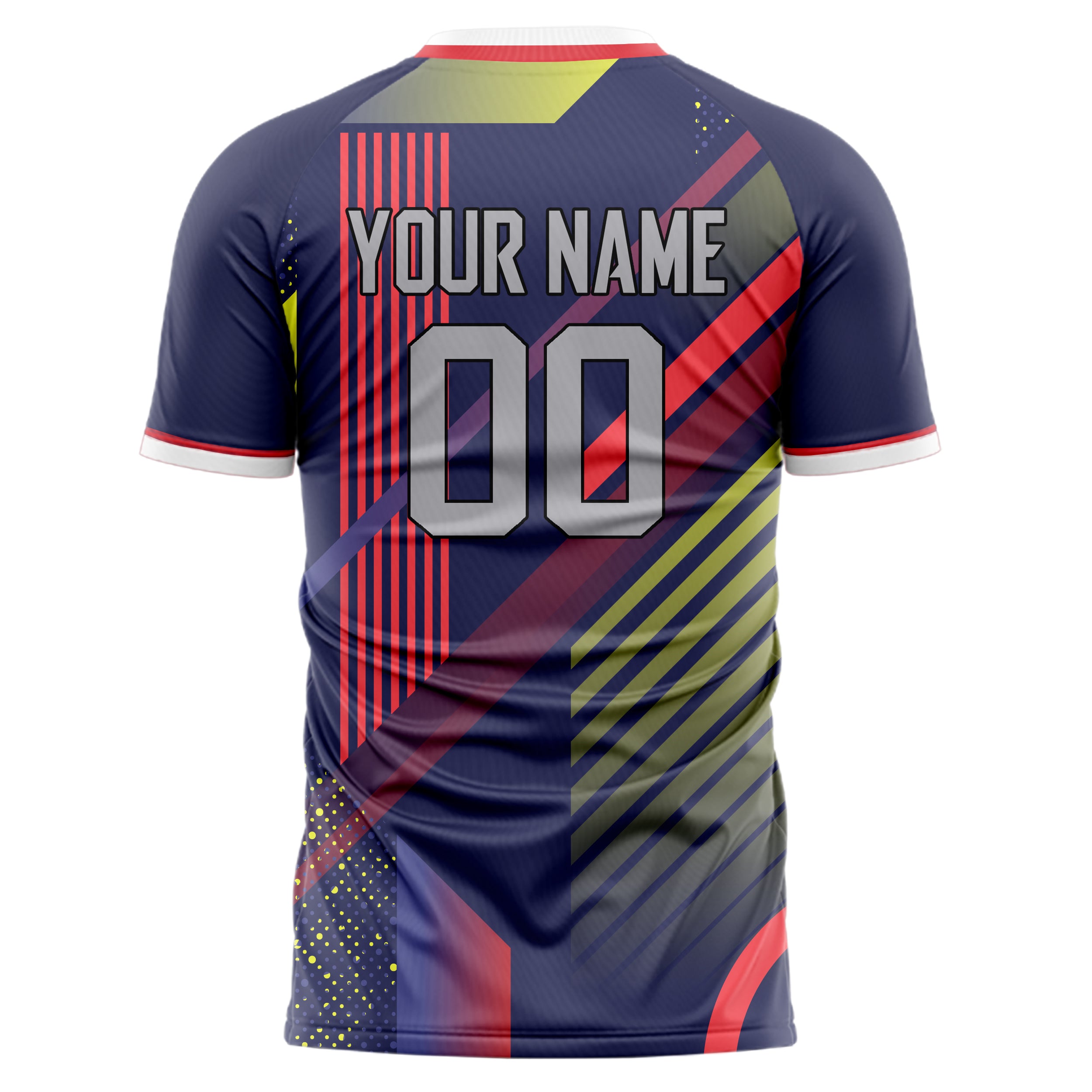 Personalized Navy & Red Pattern Soccer Jersey