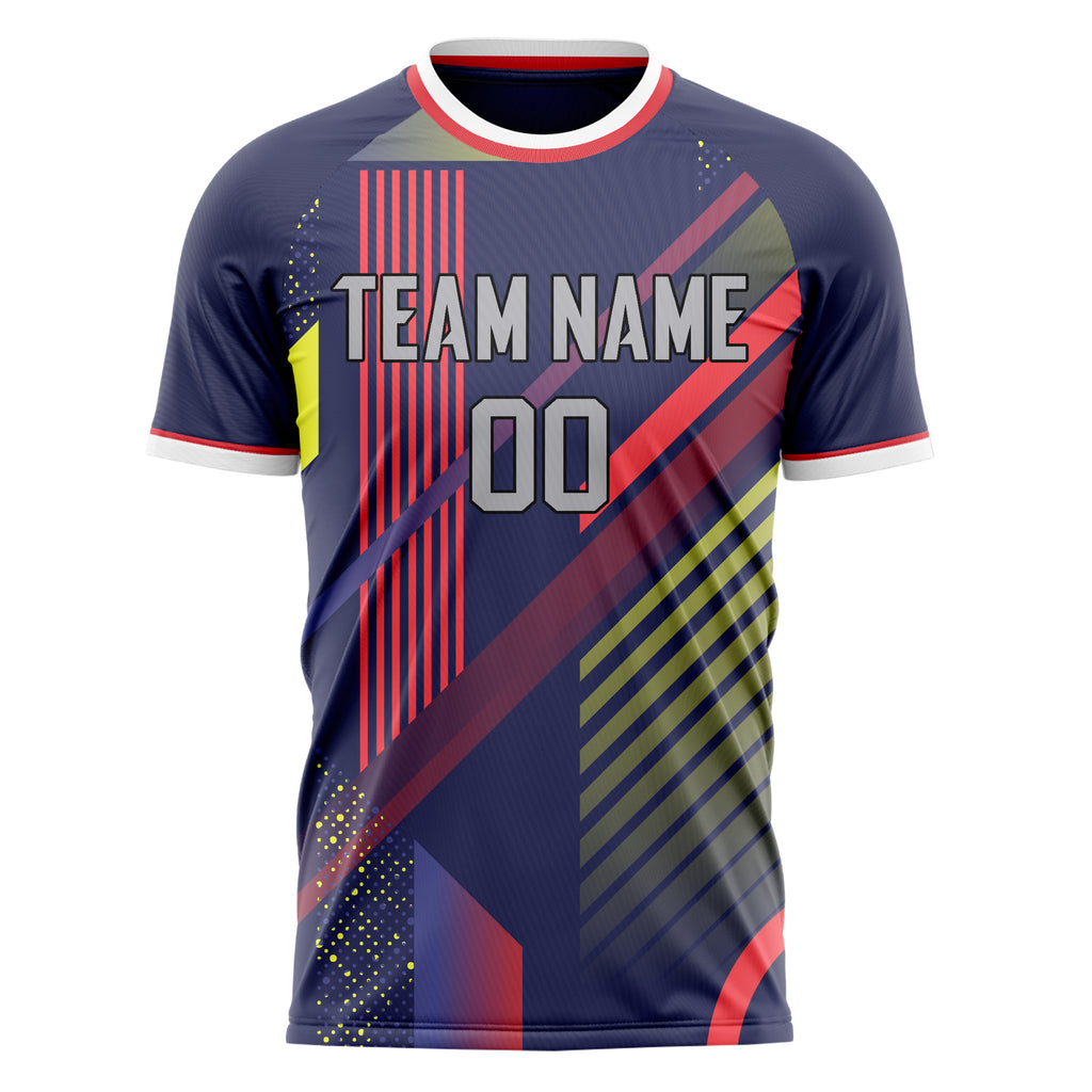 Personalized Navy & Red Pattern Soccer Jersey