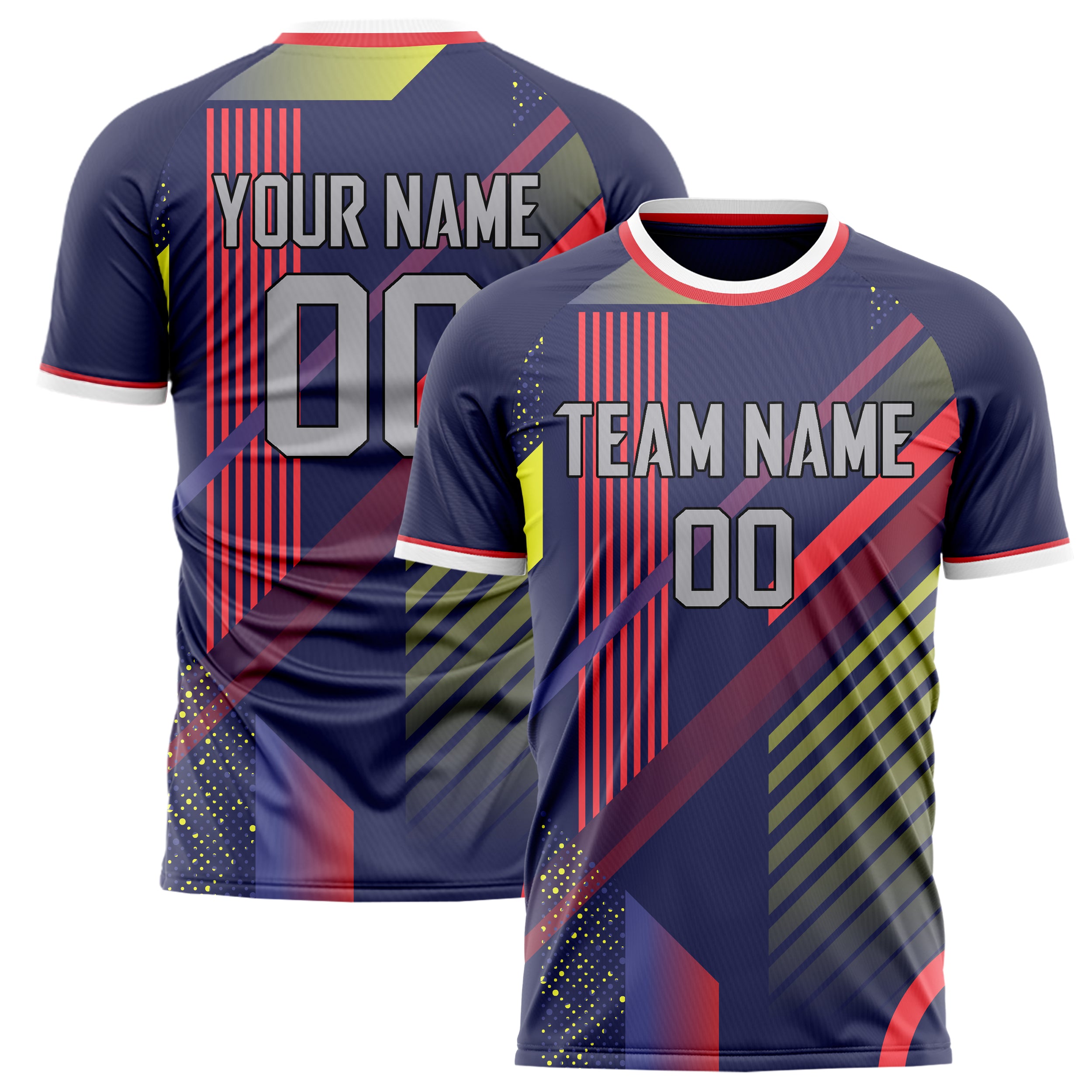 Personalized Navy & Red Pattern Soccer Jersey