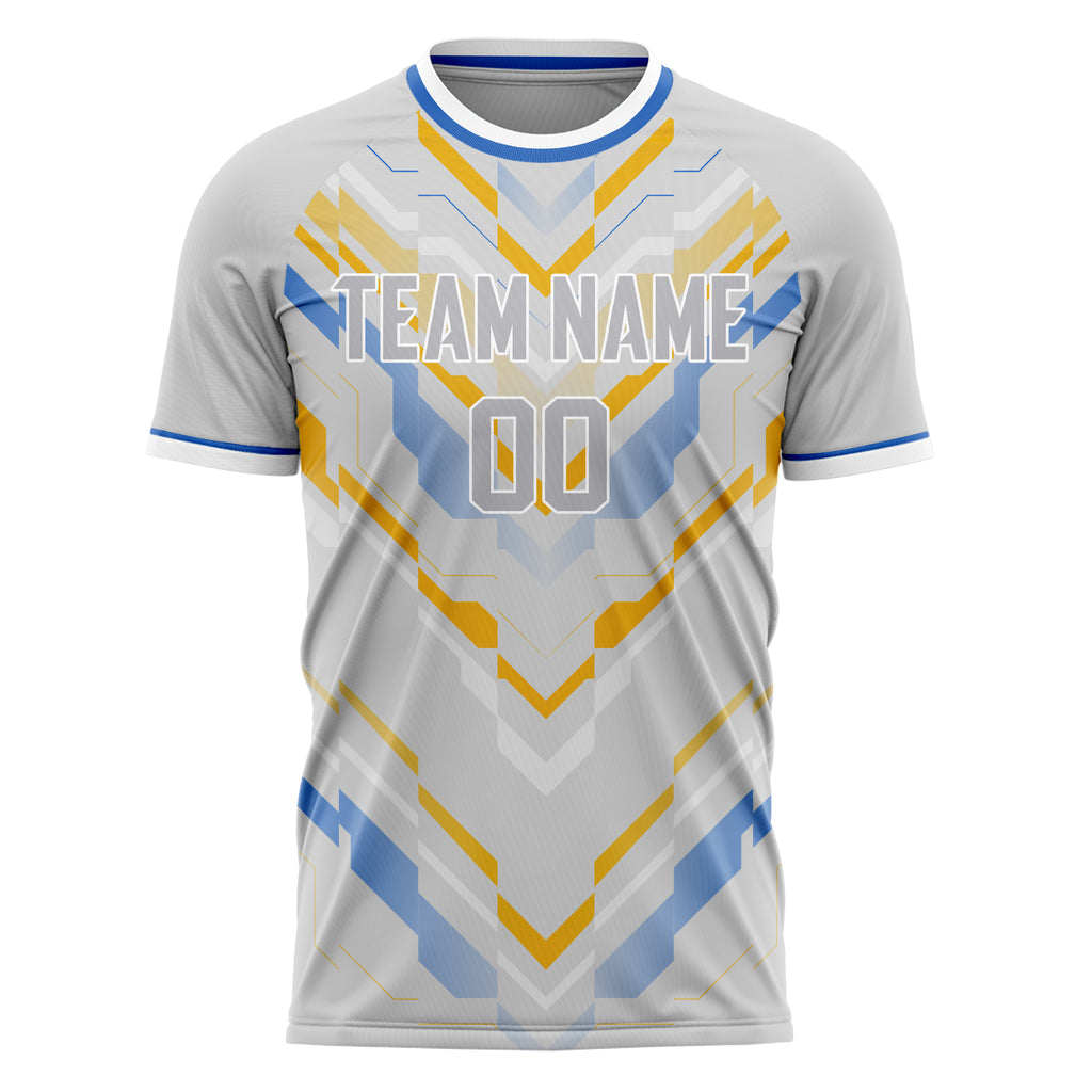 Personalized Gray & Gold Pattern Soccer Jersey