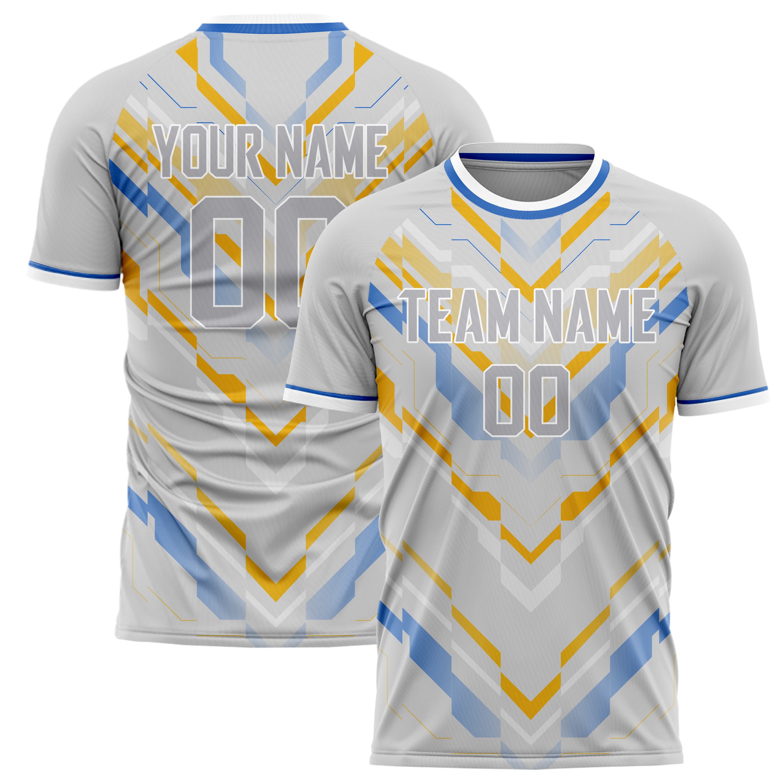 Personalized Gray & Gold Pattern Soccer Jersey