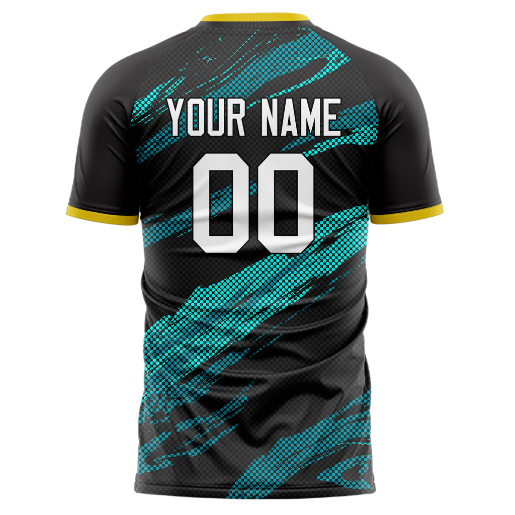 Personalized Black & Teal Pattern Soccer Jersey
