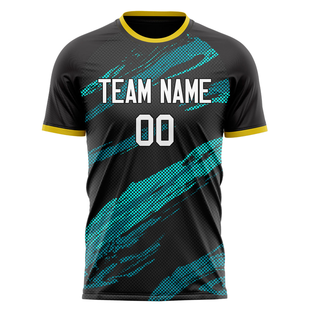 Personalized Black & Teal Pattern Soccer Jersey