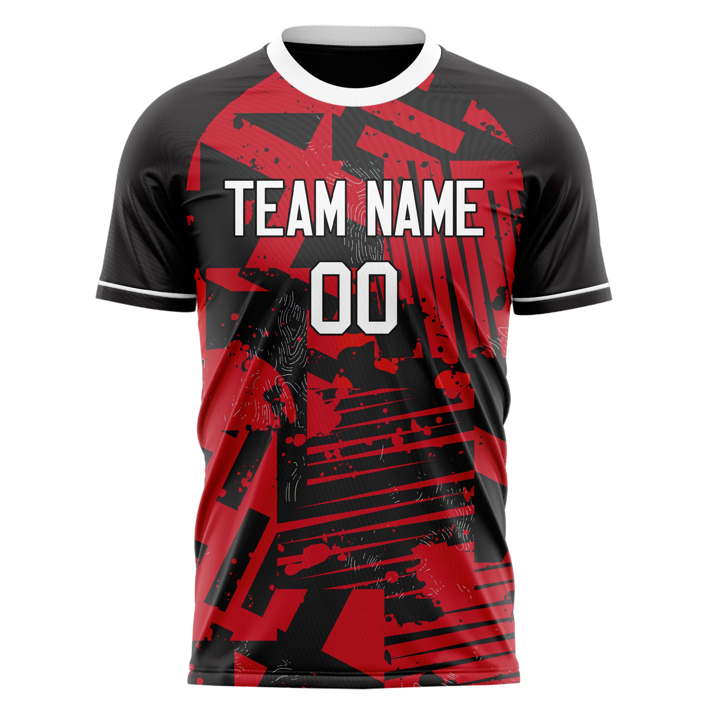 Personalized Red & Black Pattern Soccer Jersey