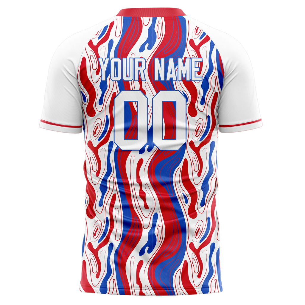 Personalized White & Red Pattern Soccer Jersey