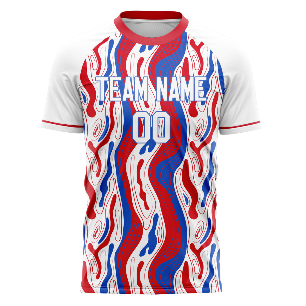 Personalized White & Red Pattern Soccer Jersey