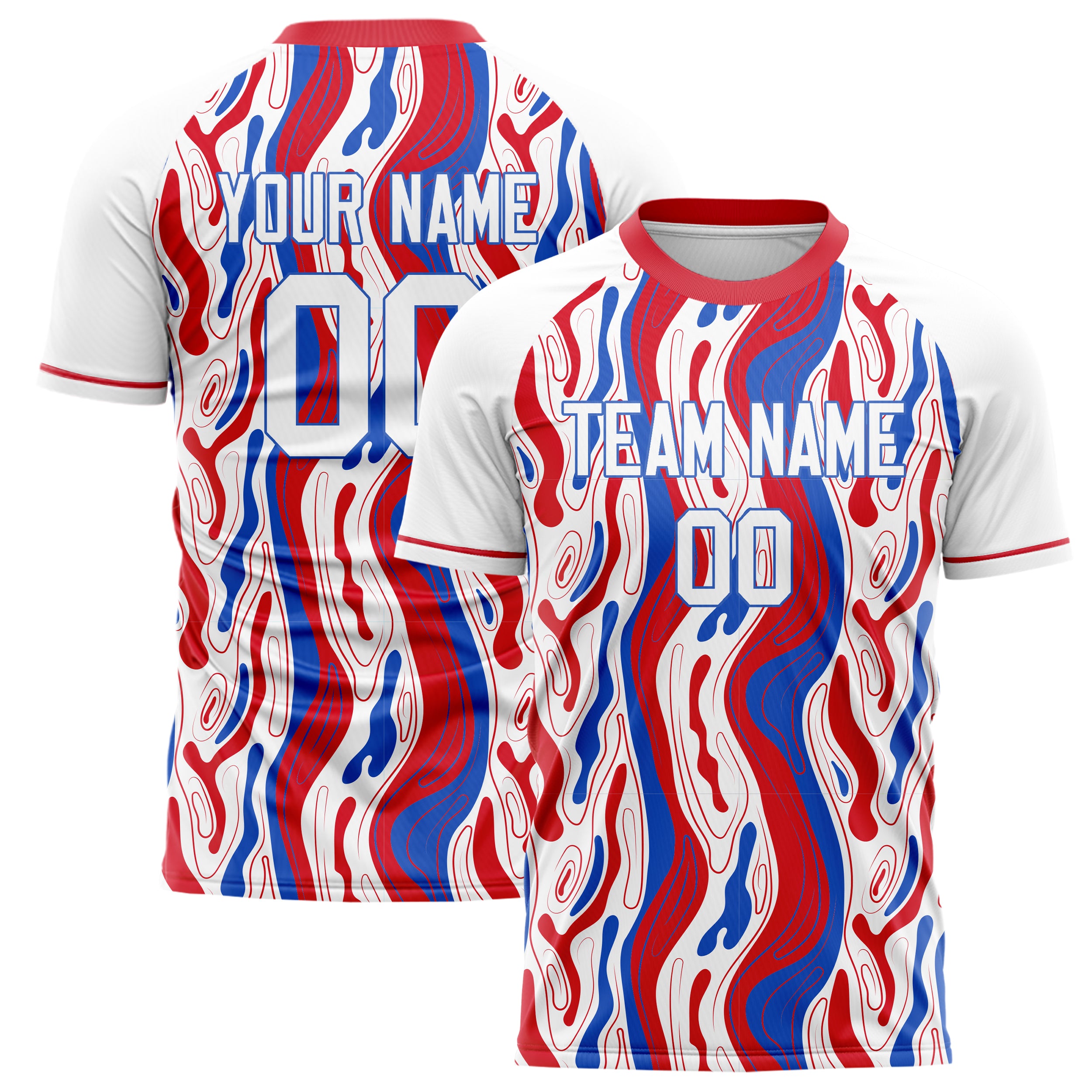 Personalized White & Red Pattern Soccer Jersey