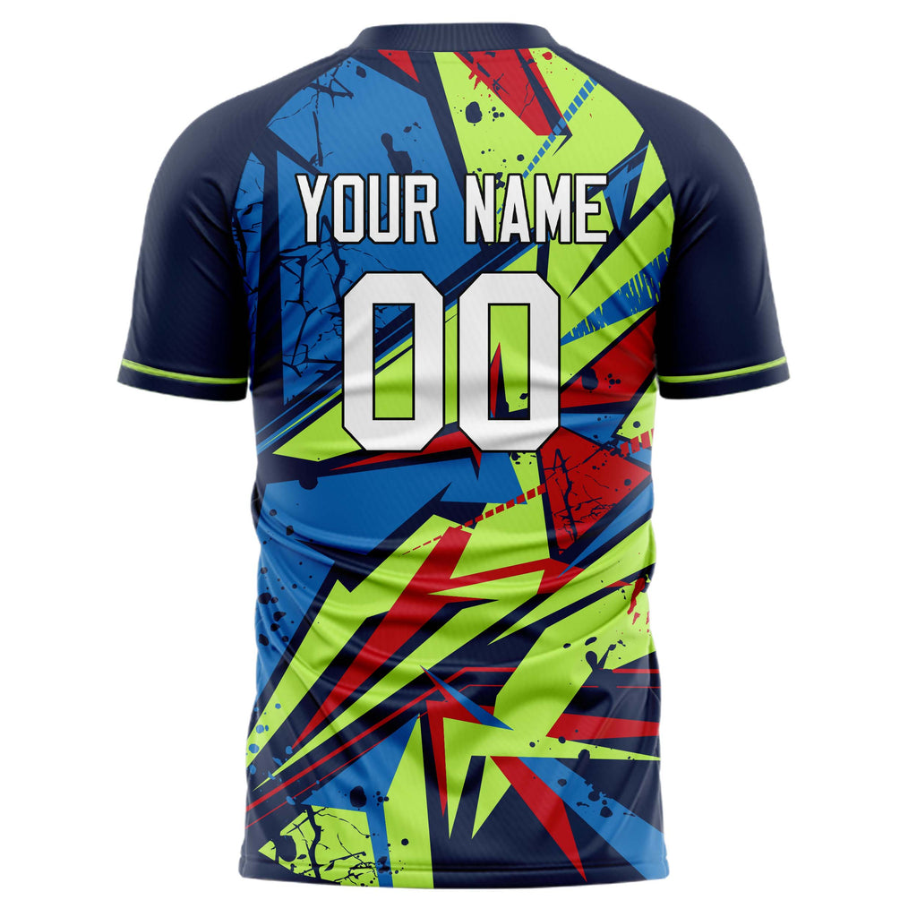 Personalized Navy & Green Pattern Soccer Jersey