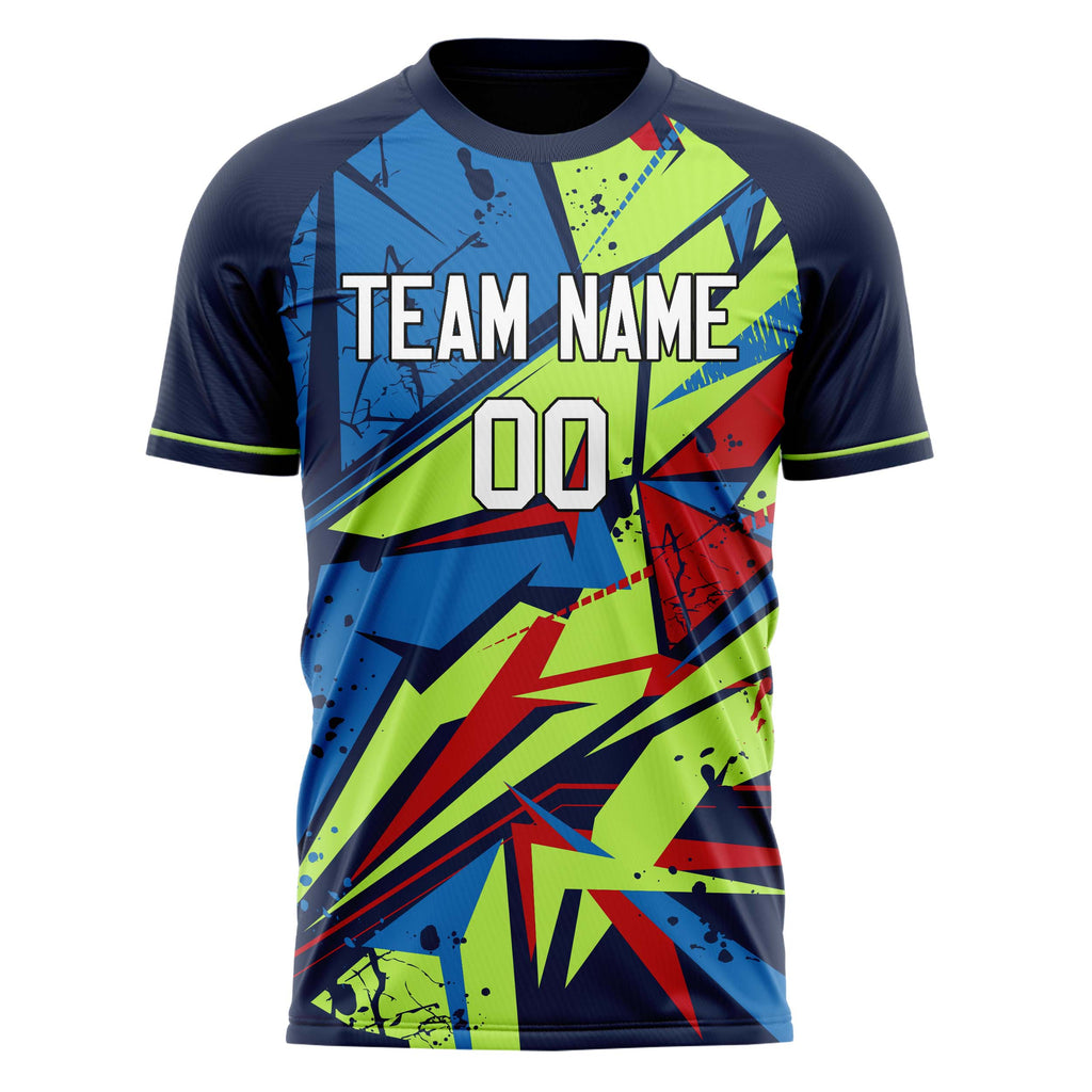Personalized Navy & Green Pattern Soccer Jersey