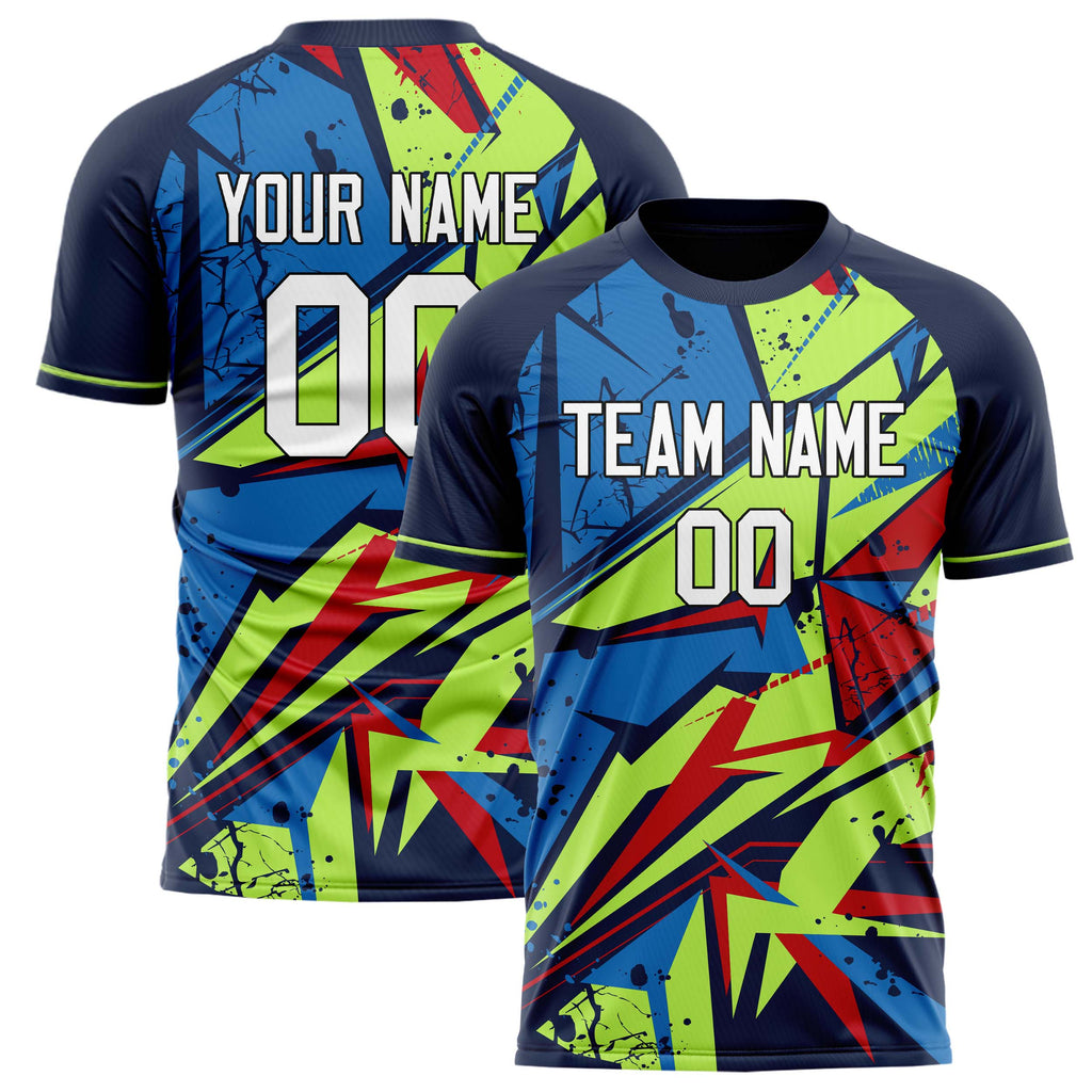 Personalized Navy & Green Pattern Soccer Jersey