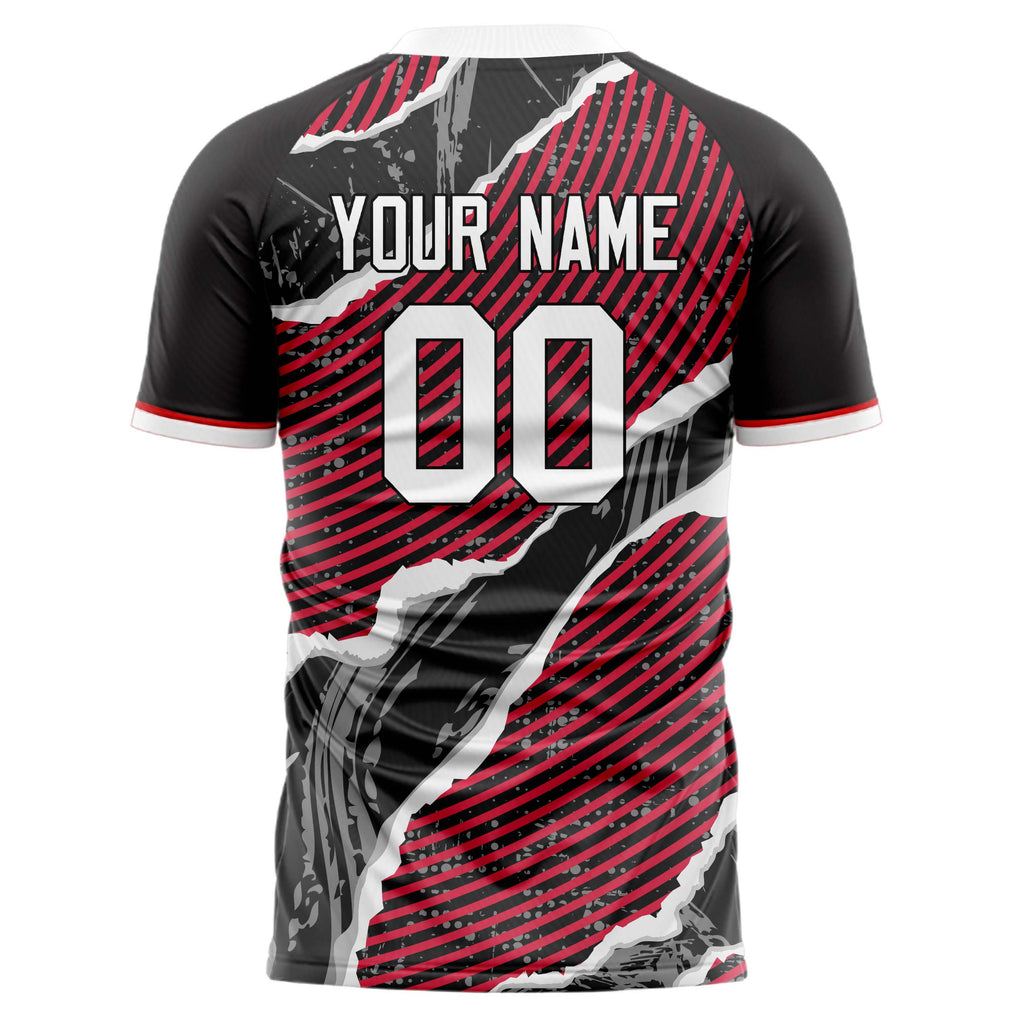 Personalized Gray & Red Pattern Soccer Jersey