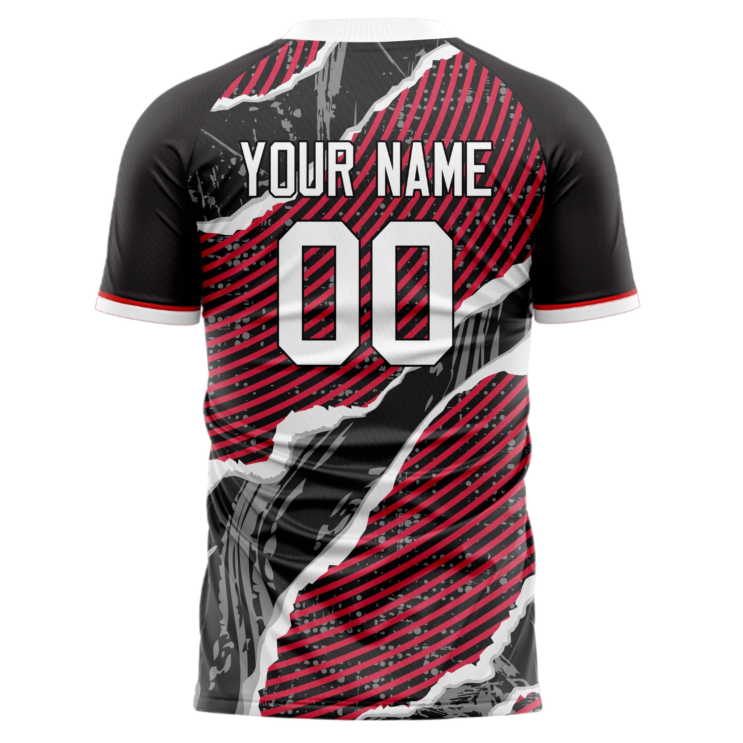 Personalized Gray & Red Pattern Soccer Jersey