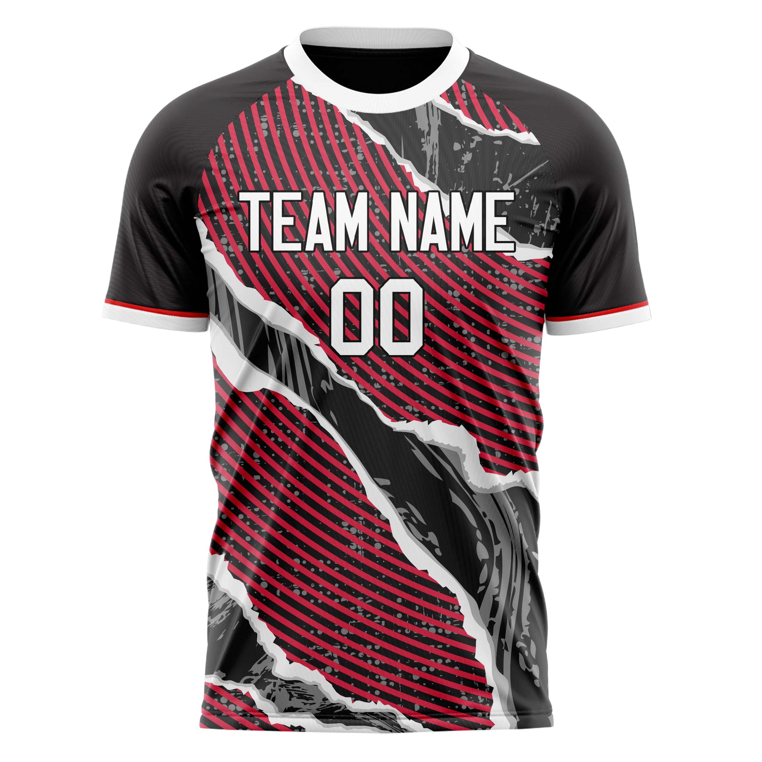 Personalized Gray & Red Pattern Soccer Jersey