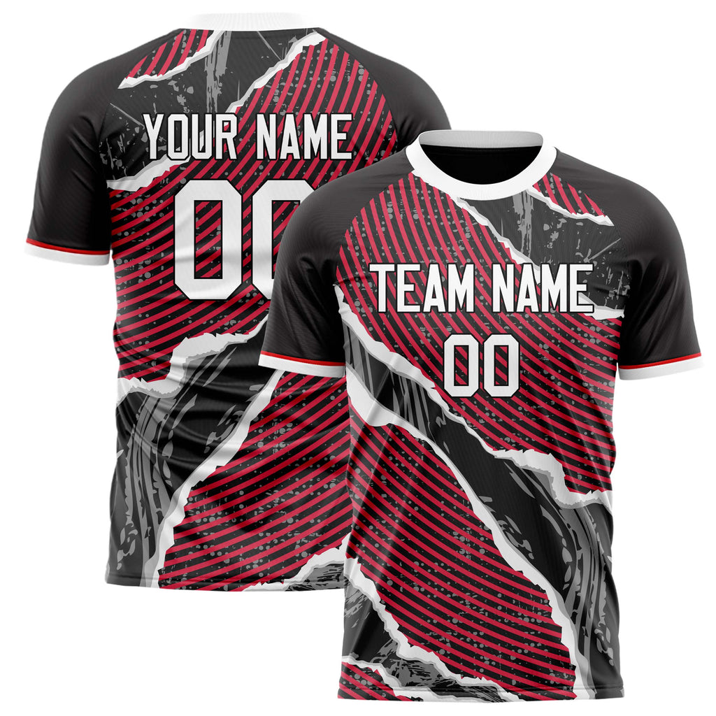 Personalized Gray & Red Pattern Soccer Jersey
