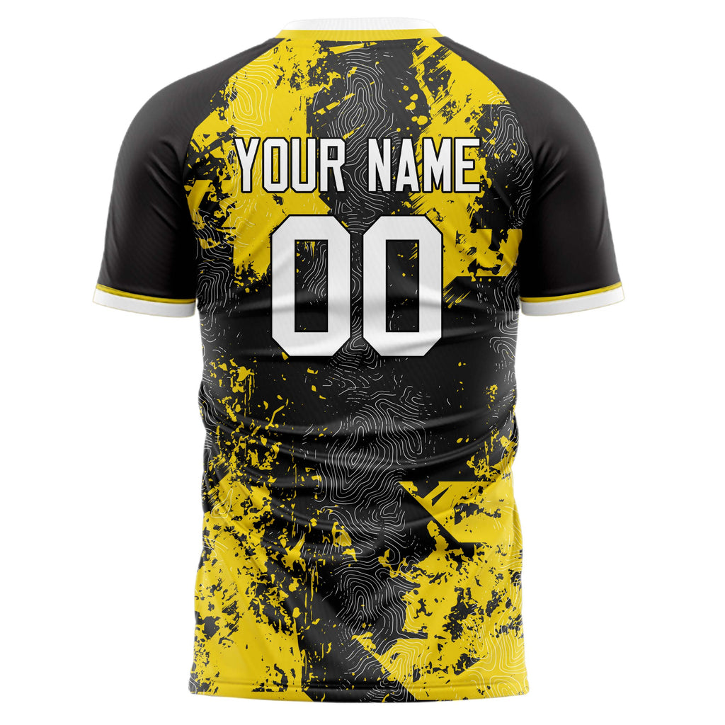 Personalized Black & Gold Pattern Soccer Jersey