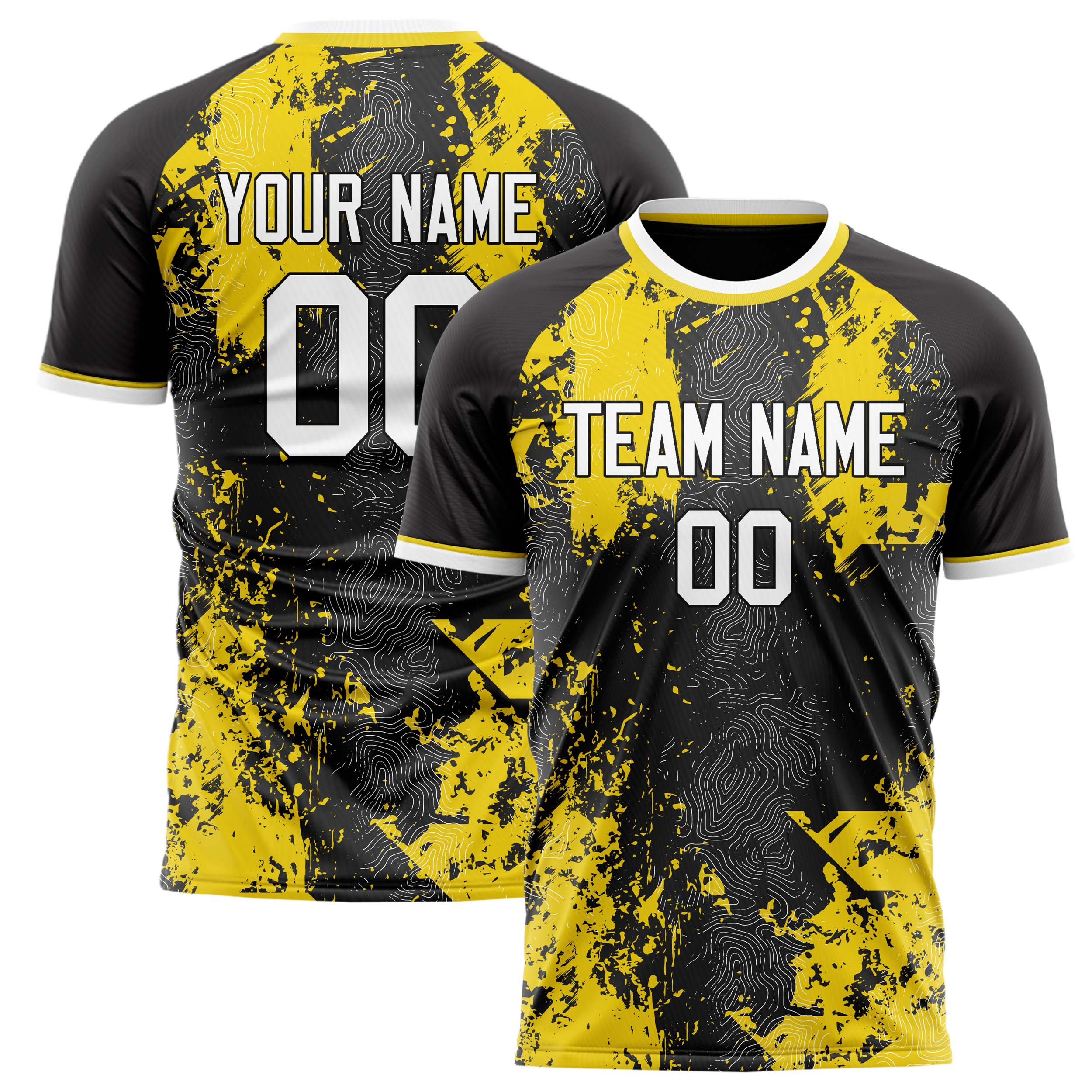 Personalized Black & Gold Pattern Soccer Jersey