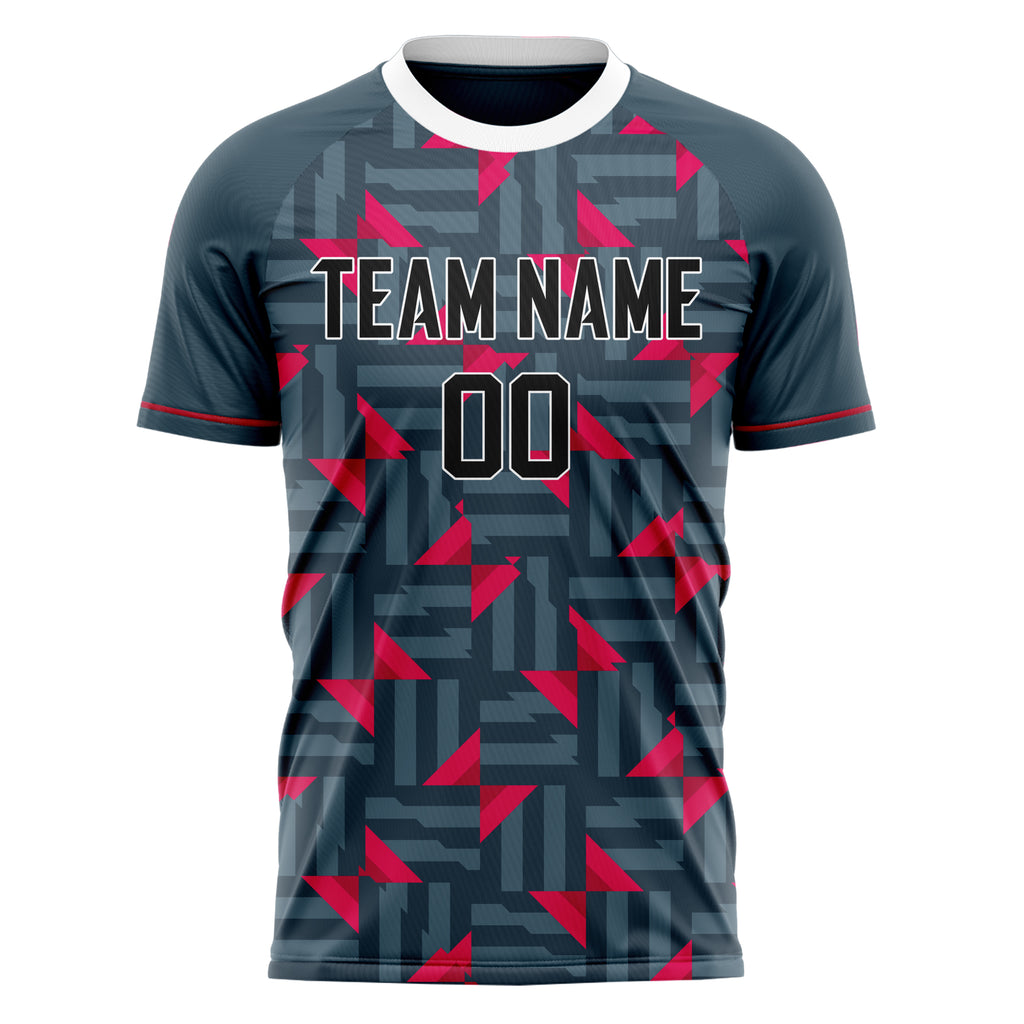 Personalized Gray & Red Pattern Soccer Jersey