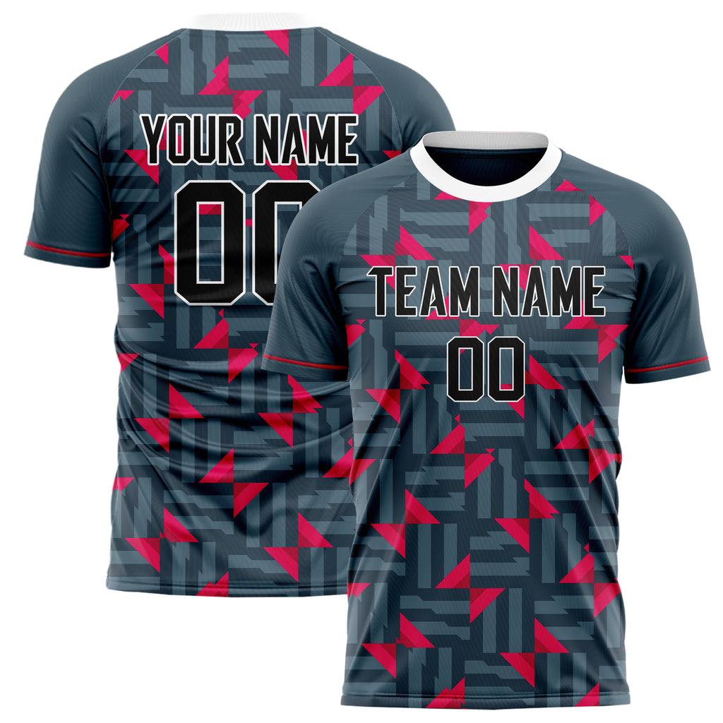 Personalized Gray & Red Pattern Soccer Jersey