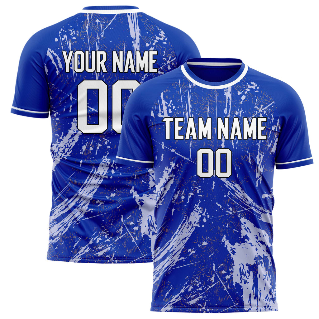 Personalized Blue & White Pattern Soccer Jersey