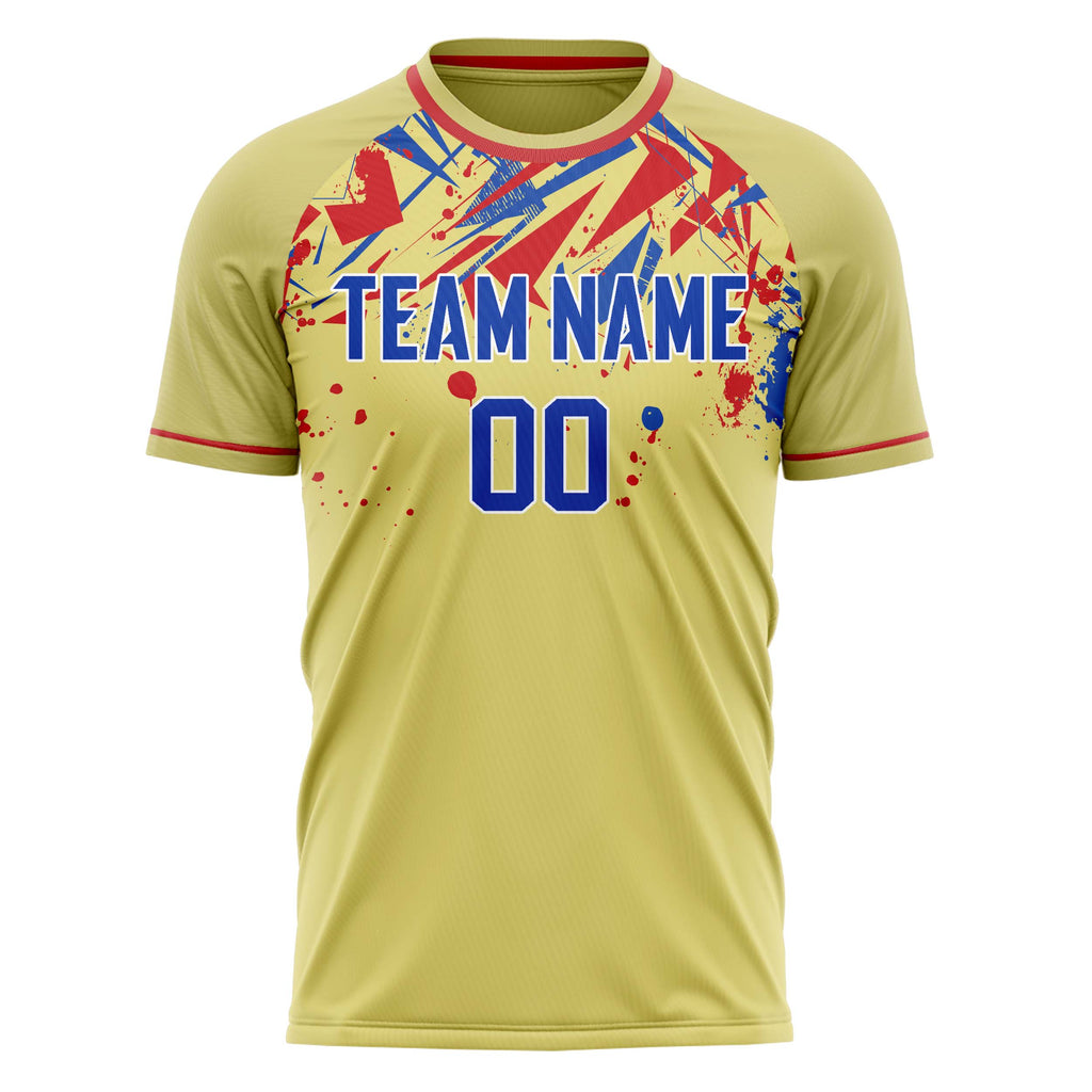 Personalized Cream & Royal Pattern Soccer Jersey
