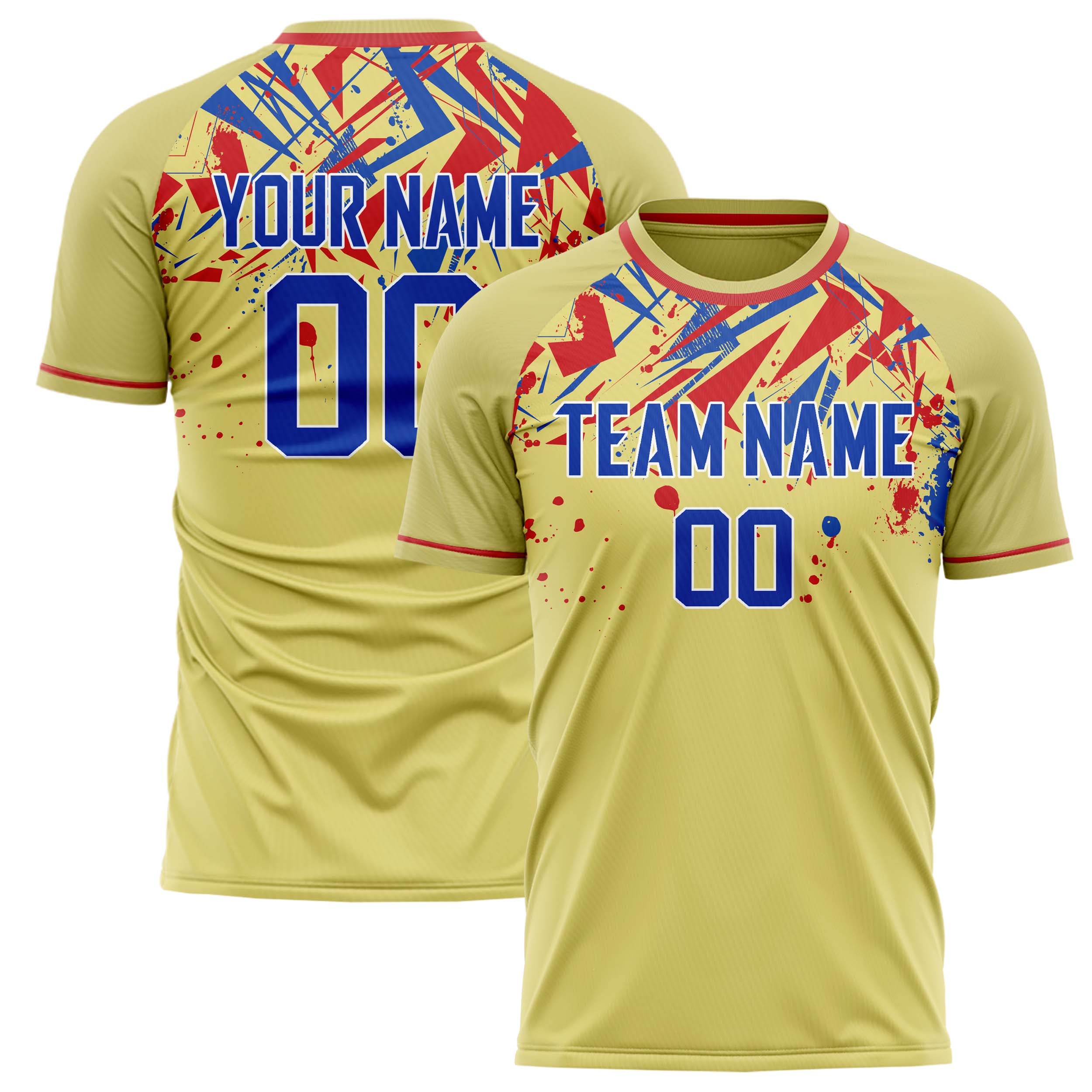 Personalized Cream & Royal Pattern Soccer Jersey
