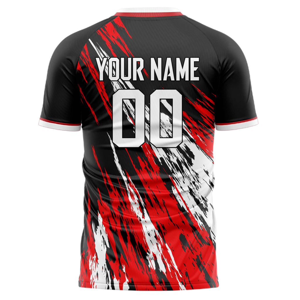 Personalized Black & Red Pattern Soccer Jersey