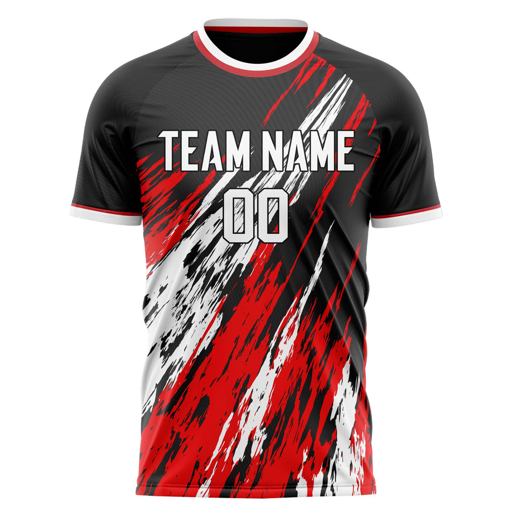 Personalized Black & Red Pattern Soccer Jersey