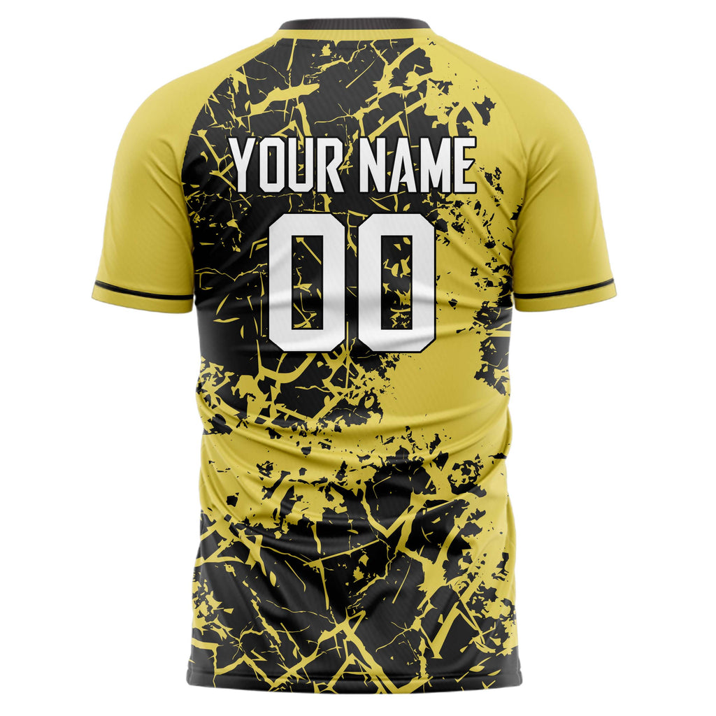 Personalized Yellow & Black Pattern Soccer Jersey