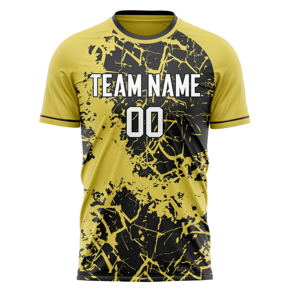 Personalized Yellow & Black Pattern Soccer Jersey
