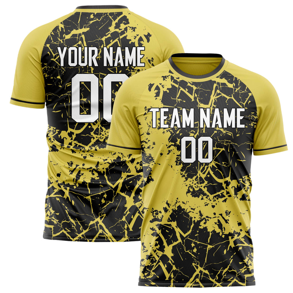 Personalized Yellow & Black Pattern Soccer Jersey