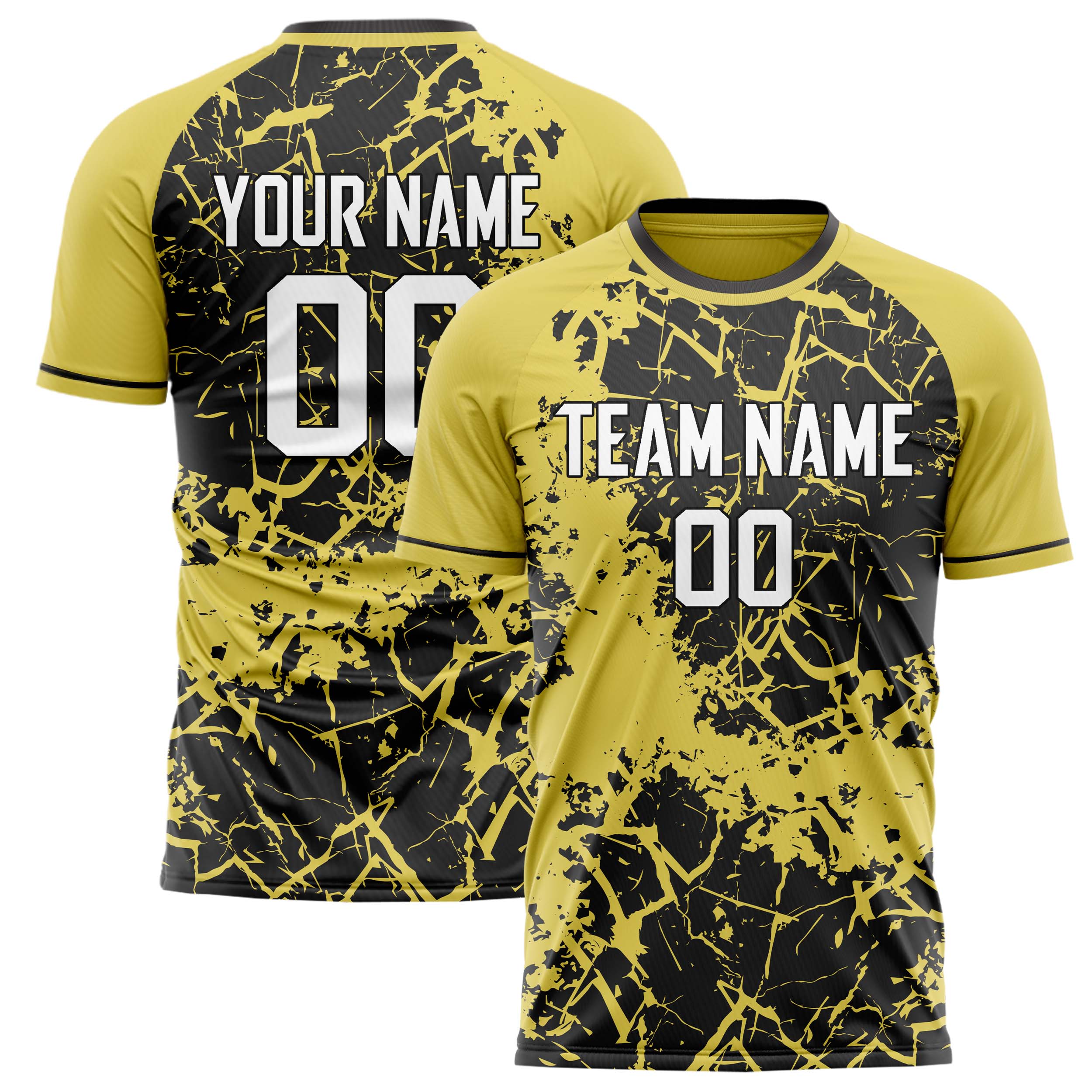 Personalized Yellow & Black Pattern Soccer Jersey