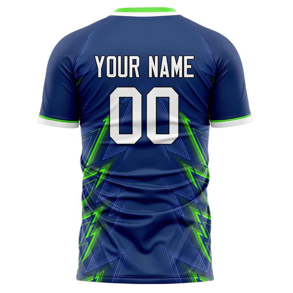 Personalized Navy & Neon Green Pattern Soccer Jersey