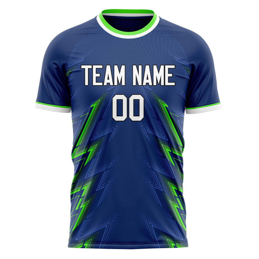 Personalized Navy & Neon Green Pattern Soccer Jersey