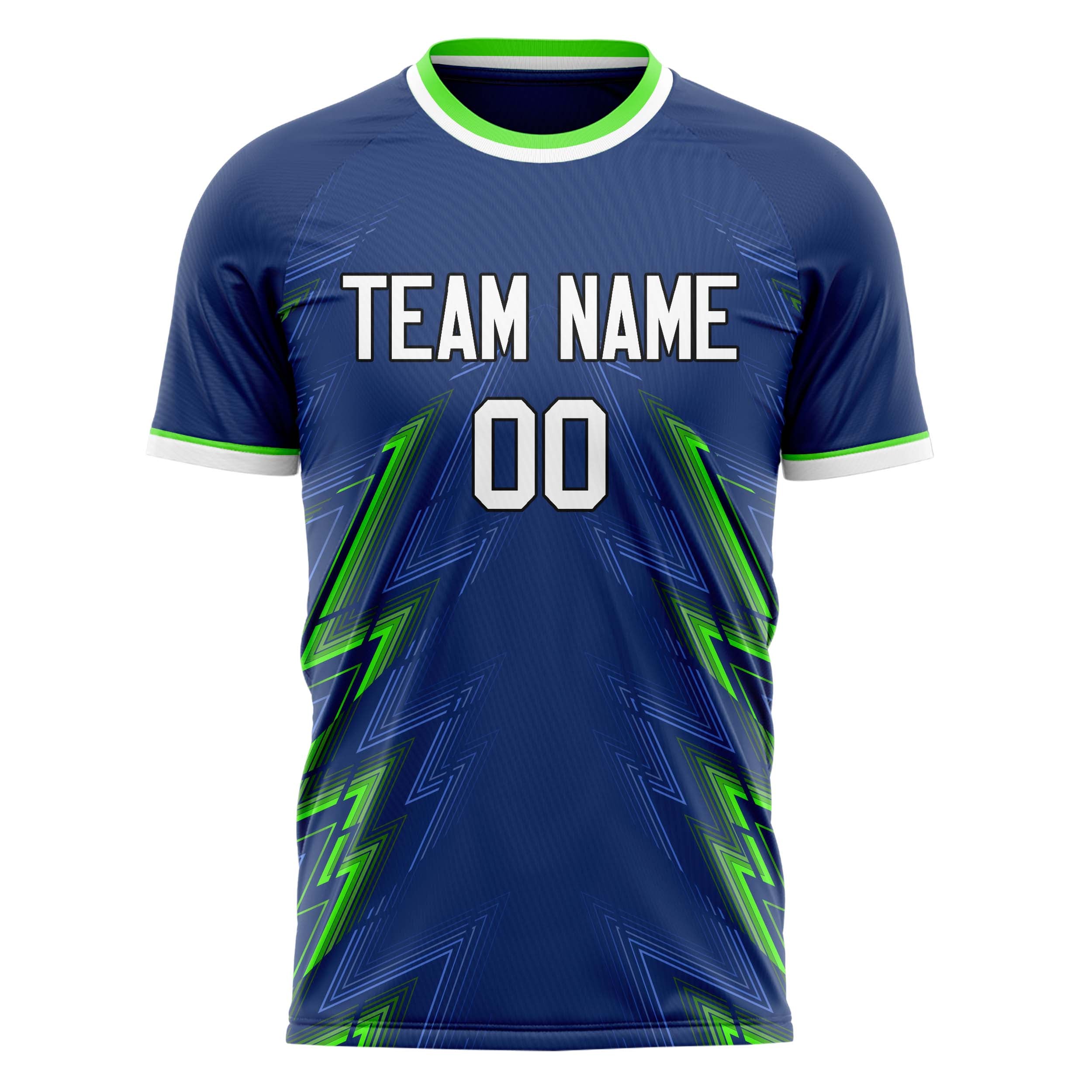 Personalized Navy & Neon Green Pattern Soccer Jersey
