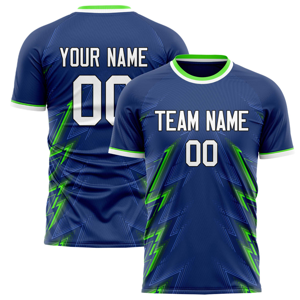 Personalized Navy & Neon Green Pattern Soccer Jersey