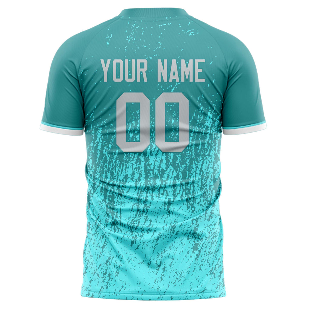 Personalized Teal & Light Teal Pattern Soccer Jersey