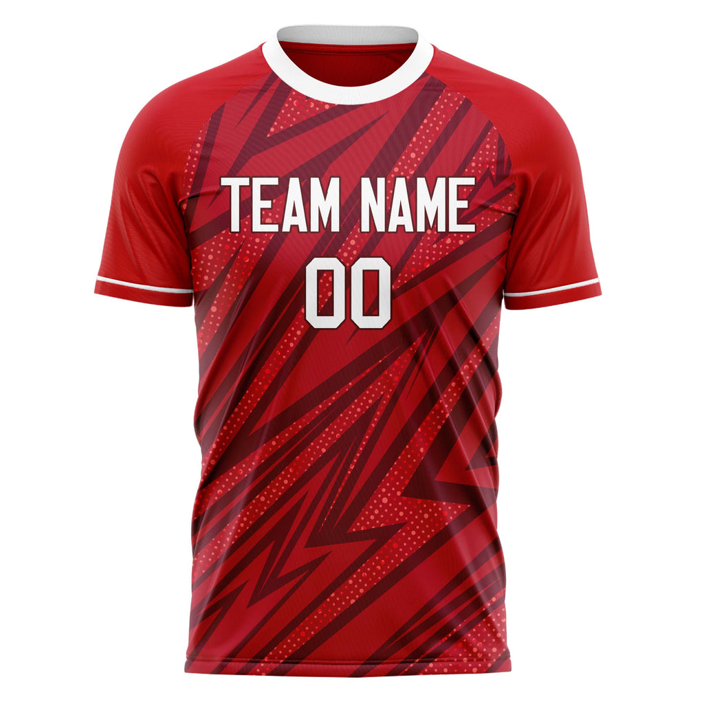 Personalized Red & White Pattern Soccer Jersey