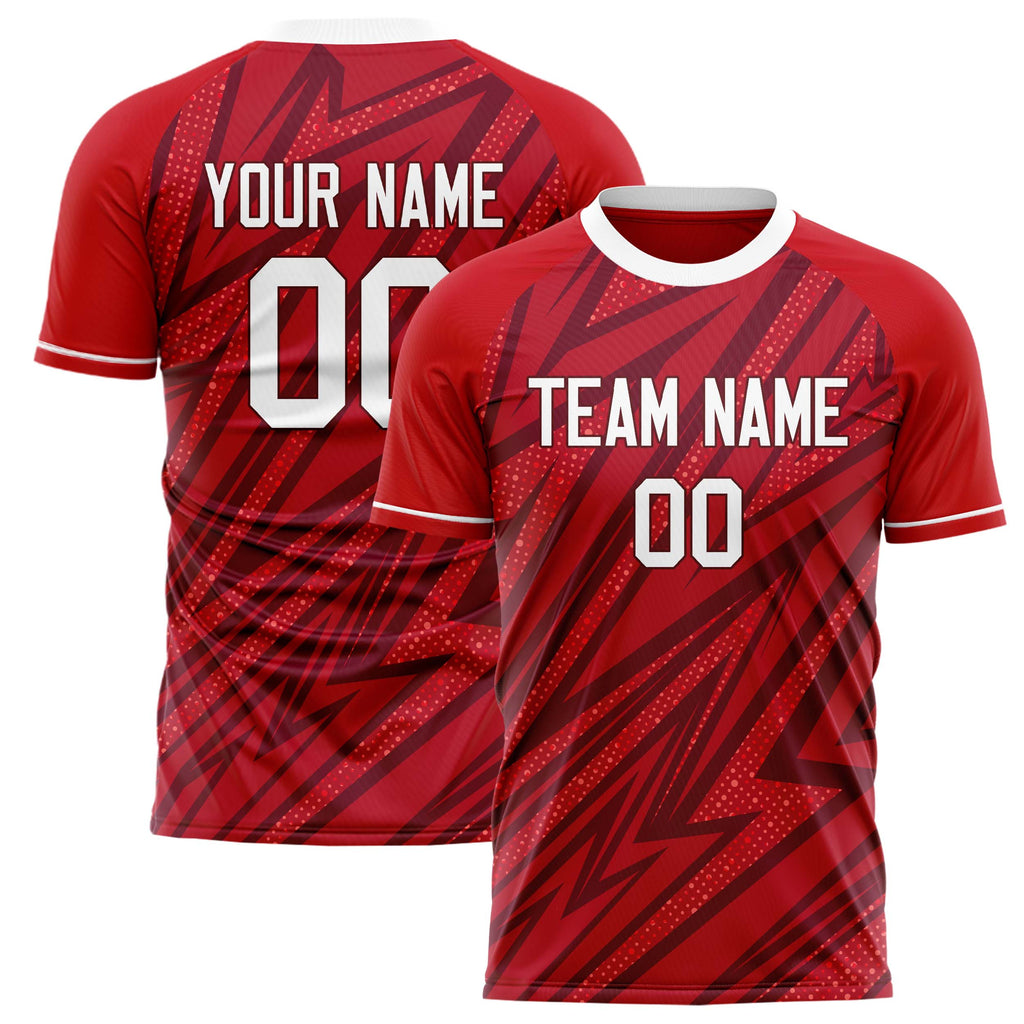 Personalized Red & White Pattern Soccer Jersey
