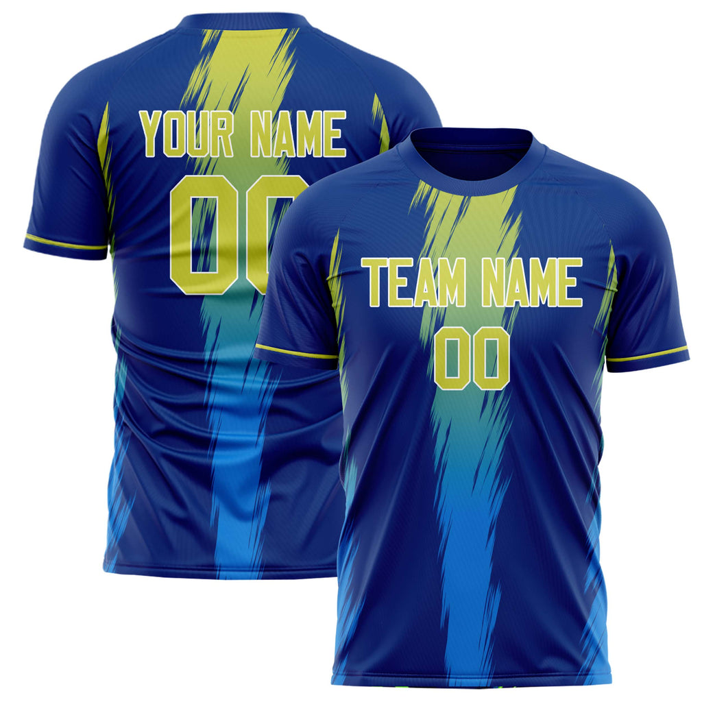 Personalized Royal & Yellow Pattern Soccer Jersey