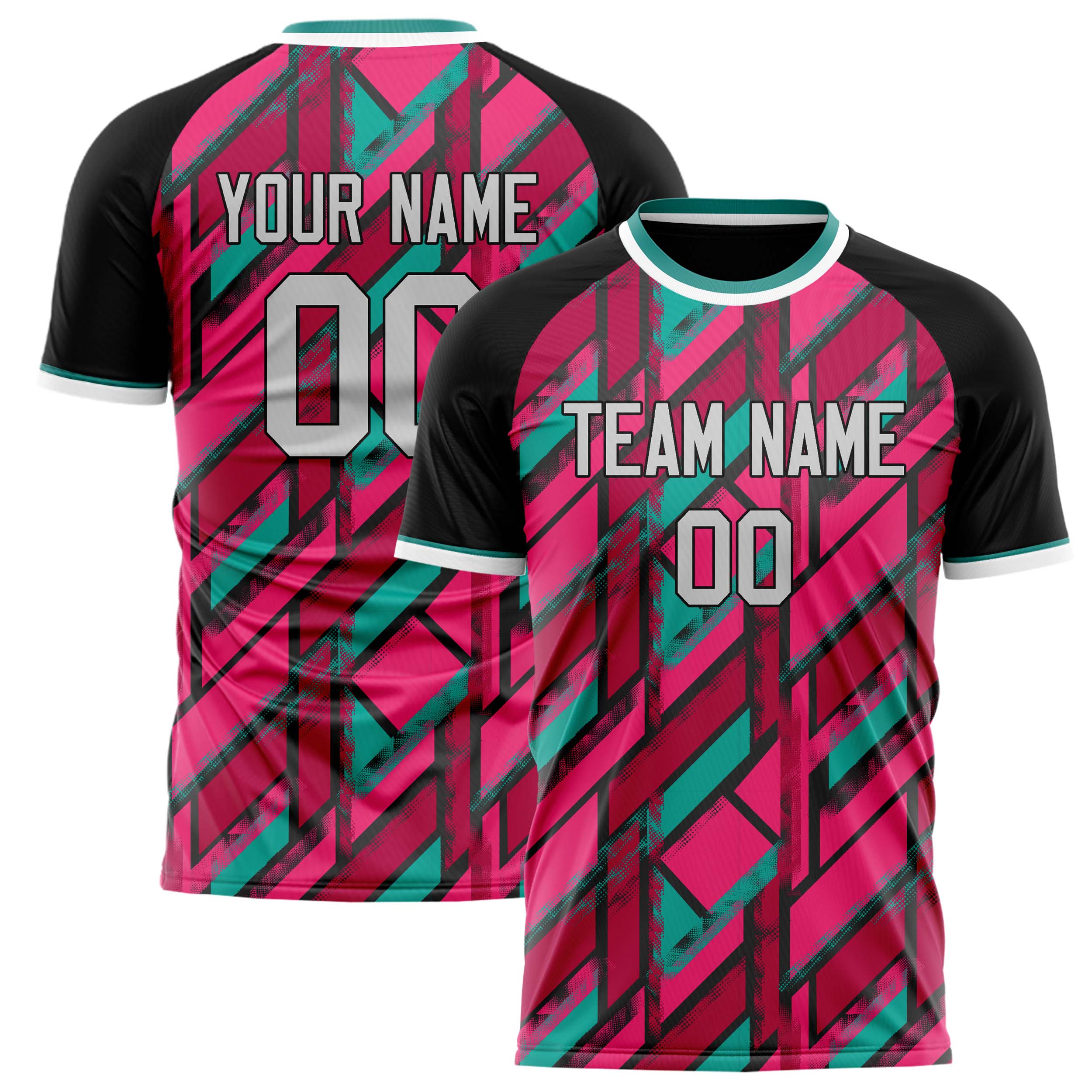 Personalized Pink & Black Pattern Soccer Jersey