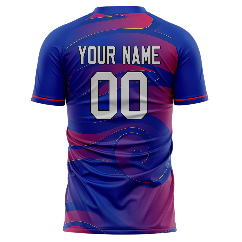 Personalized Royal & Red Pattern Soccer Jersey