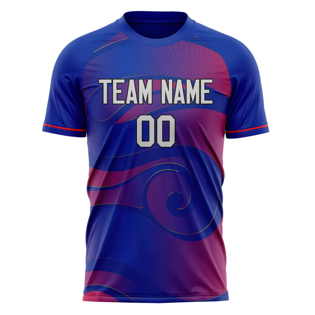 Personalized Royal & Red Pattern Soccer Jersey
