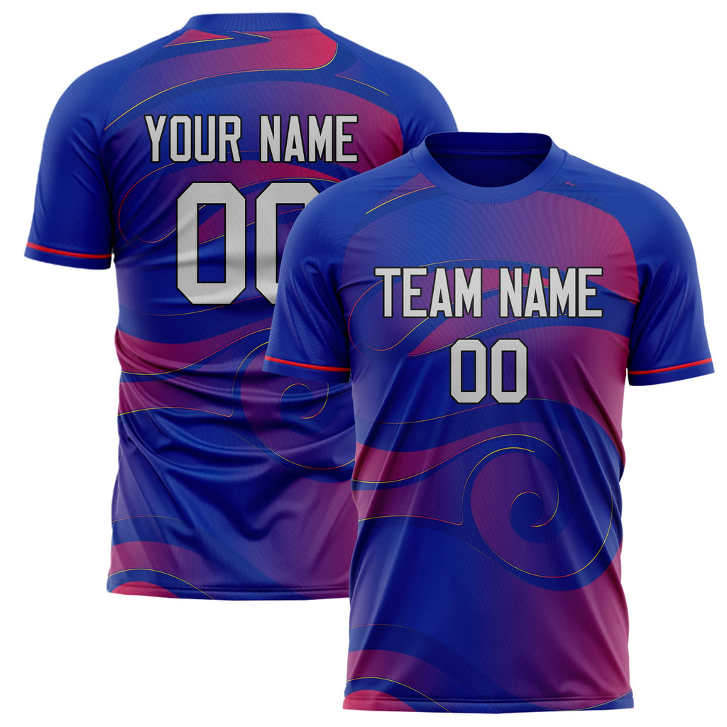 Personalized Royal & Red Pattern Soccer Jersey