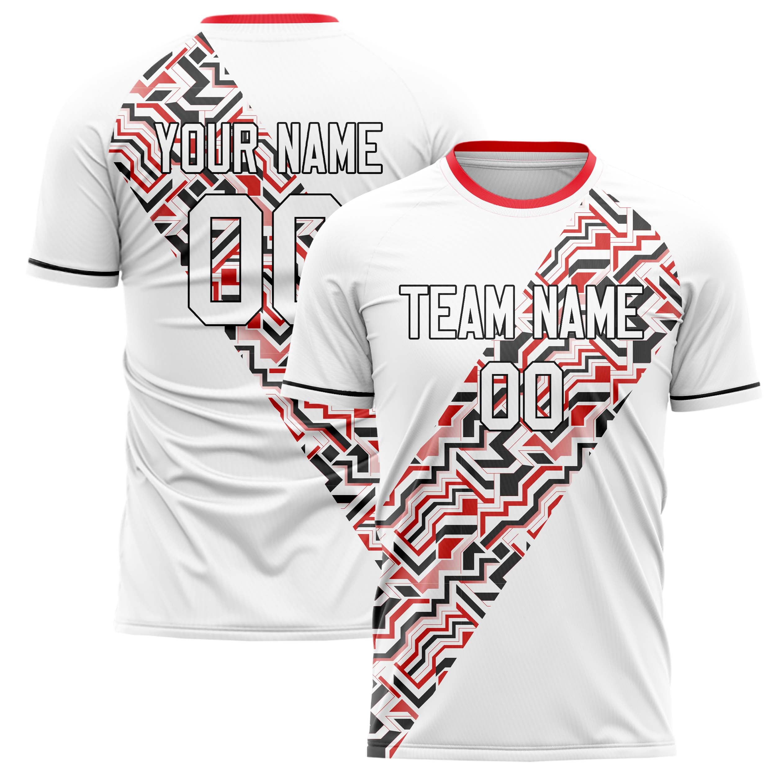 Personalized White & Black Pattern Soccer Jersey