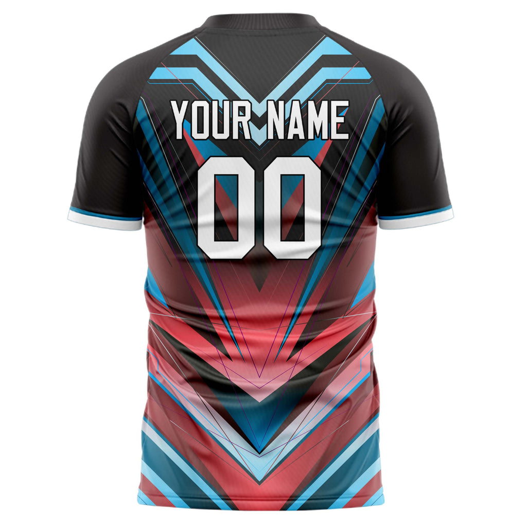 Personalized Black & Red Pattern Soccer Jersey