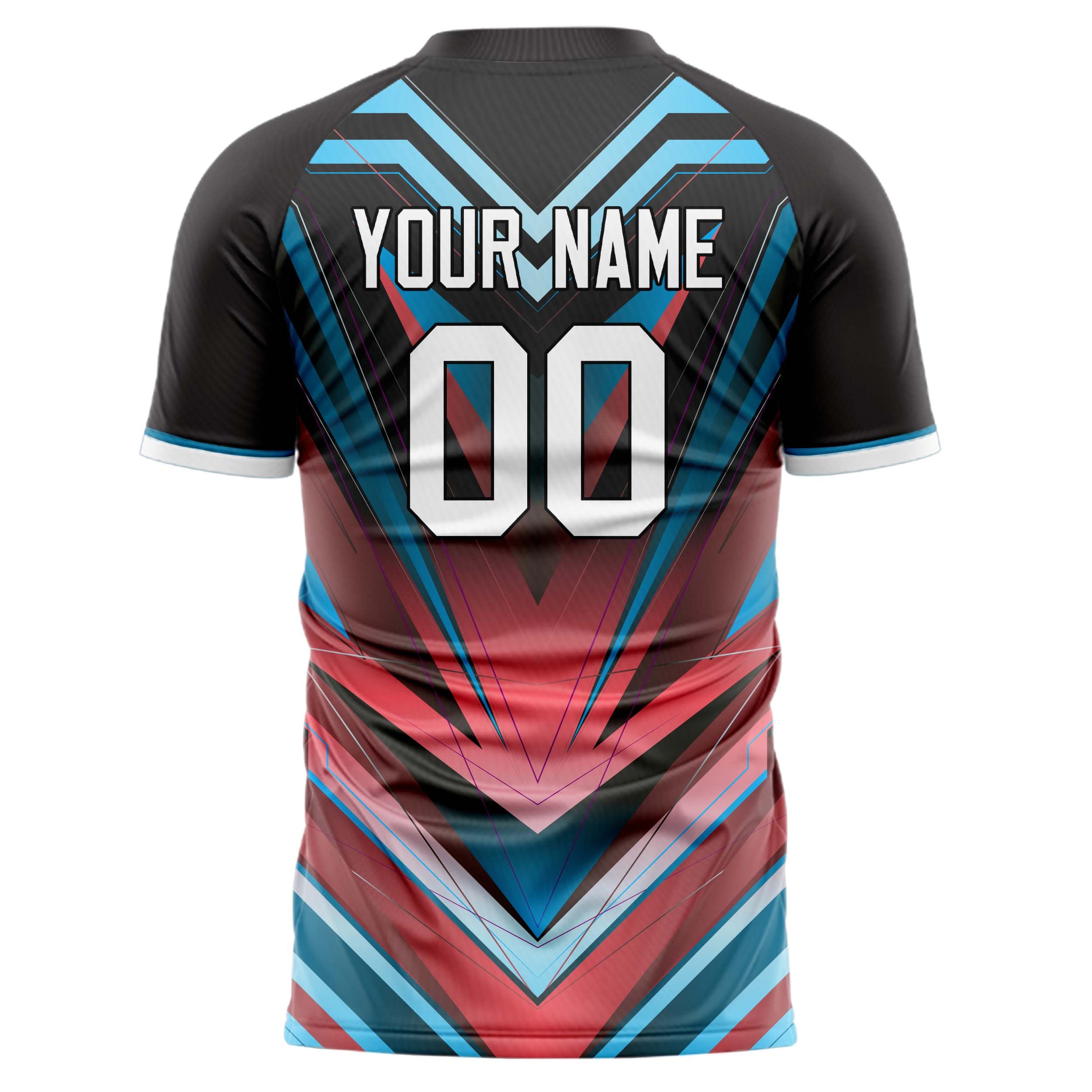 Personalized Black & Red Pattern Soccer Jersey